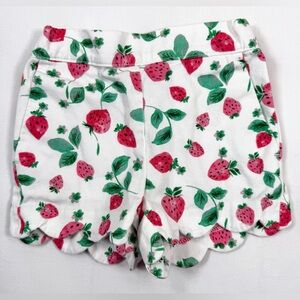 CREWCUTS‎ Toddler Girls' White Strawberry Scallop-Hem Shorts Preppy Fruit Size 2